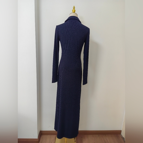 Reformation Aubrey Knit Dress In Navy - Picture 7 of 13
